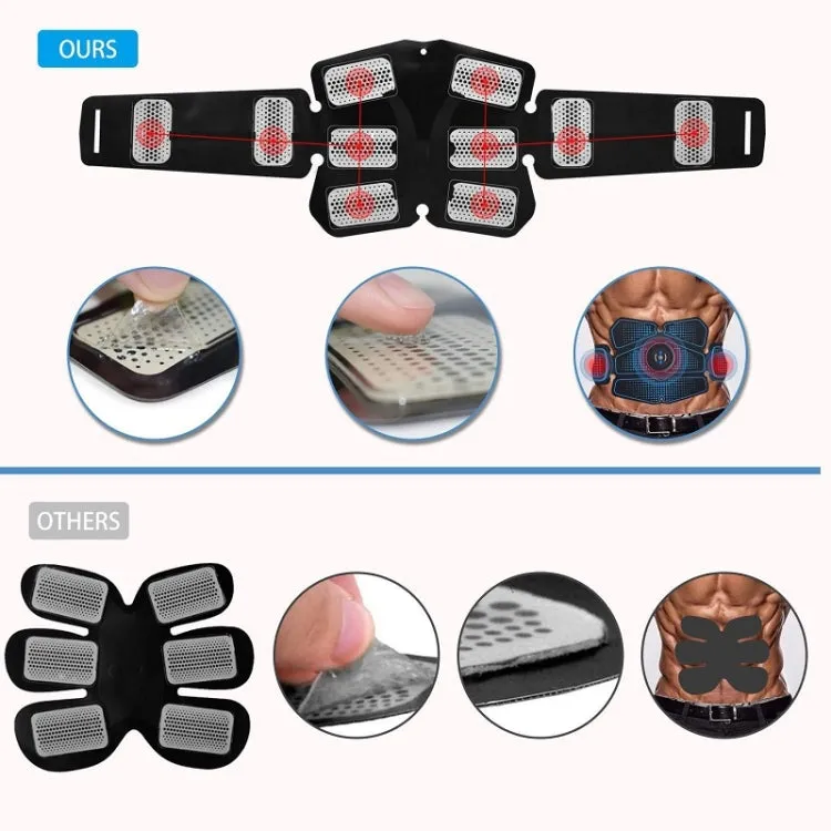 1082 EMS Muscle Training Abdominal Muscle Stimulator Home Fitness Belt(8 Pieces Blue Human Word Belt)