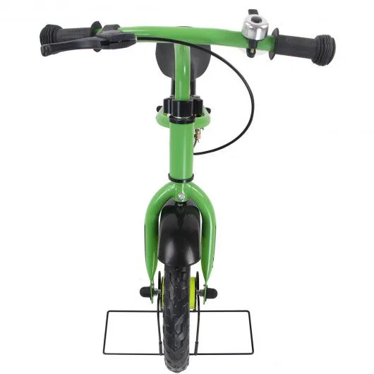 12" Three Colors Kids Bike Bicycle with Brakes and Bell-Green