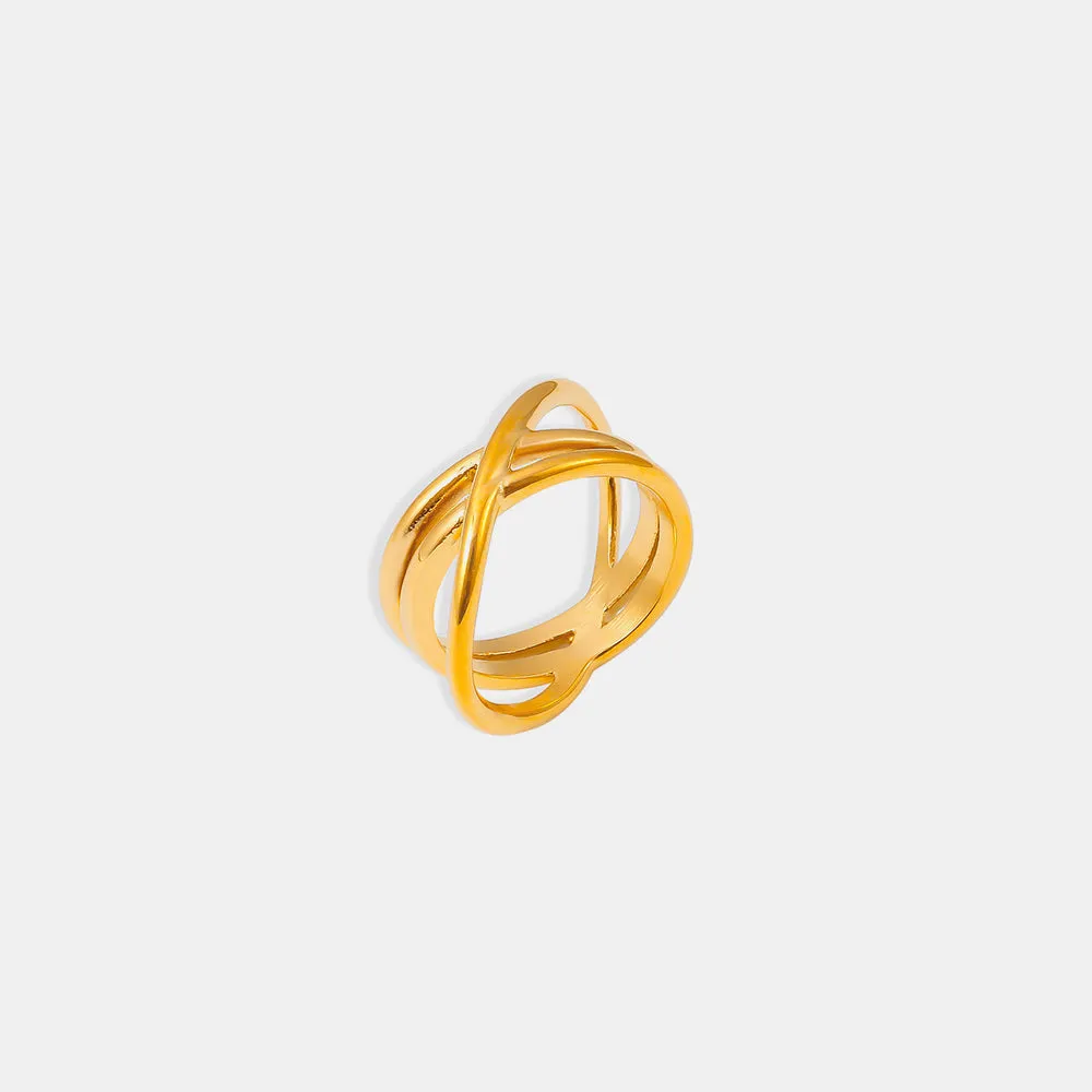 18K Gold-Plated Crisscross Ring