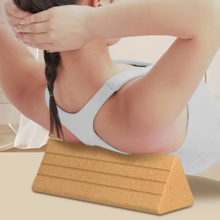 19.5 x 11 x 11cm High Density Cork Yoga Blocks Waist And Abdominal Exercise Triangle Bricks