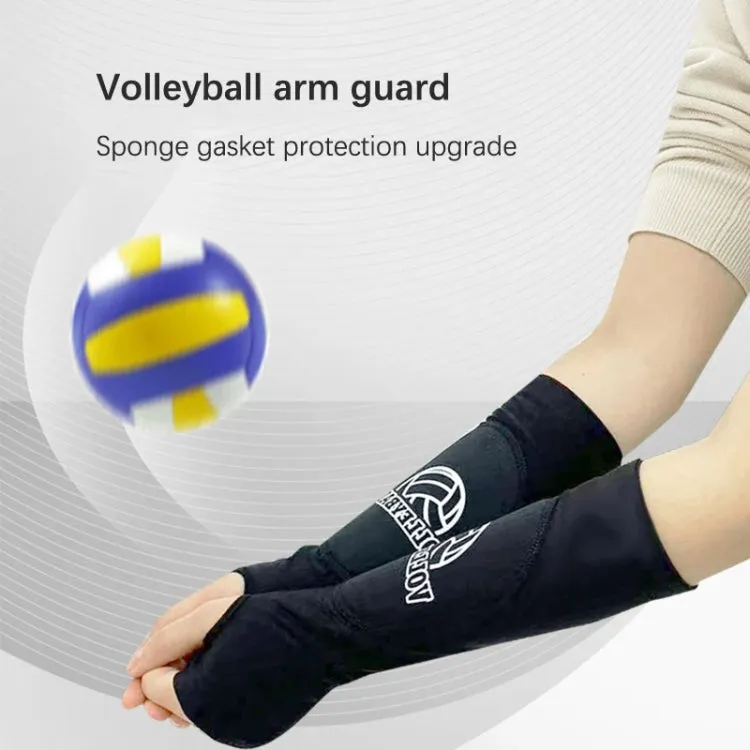 1pair Volleyball Arm Sleeves Passing Forearm Guard with Protection Pad and Thumbhole, Spec: Adult Black