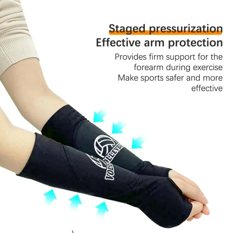 1pair Volleyball Arm Sleeves Passing Forearm Guard with Protection Pad and Thumbhole, Spec: Adult White