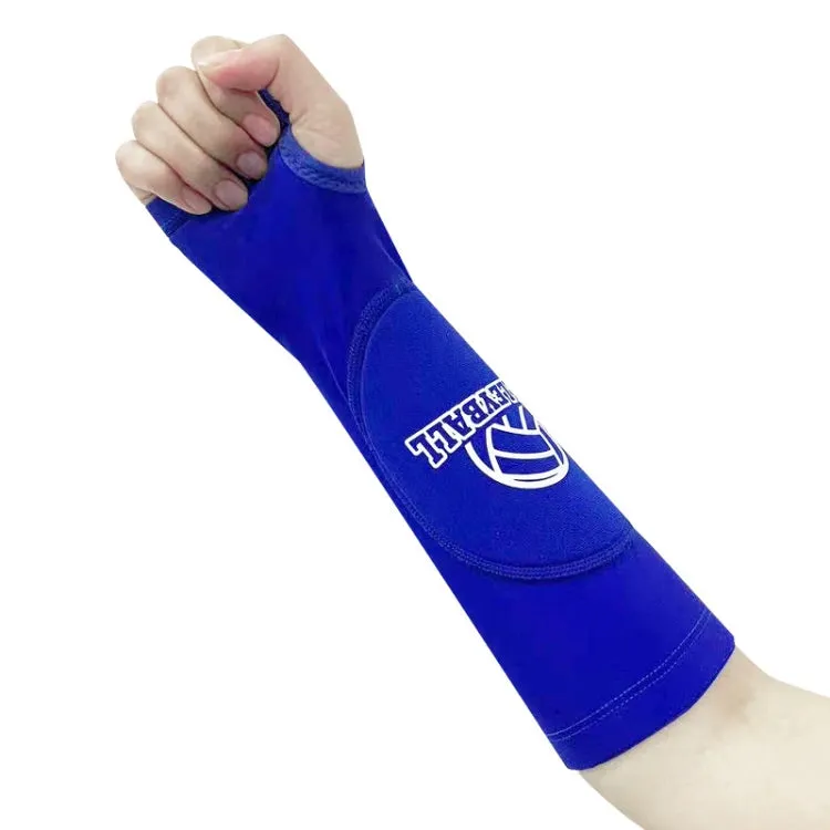 1pair Volleyball Arm Sleeves Passing Forearm Guard with Protection Pad and Thumbhole, Spec: Youth Style Gem Blue