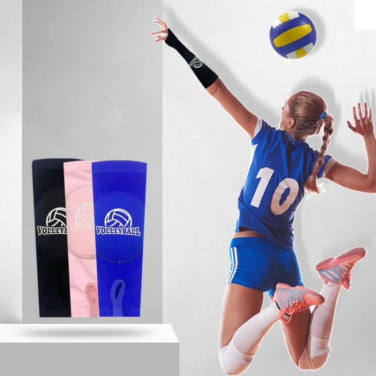 1pair Volleyball Arm Sleeves Passing Forearm Guard with Protection Pad and Thumbhole, Spec: Youth Style Gem Blue