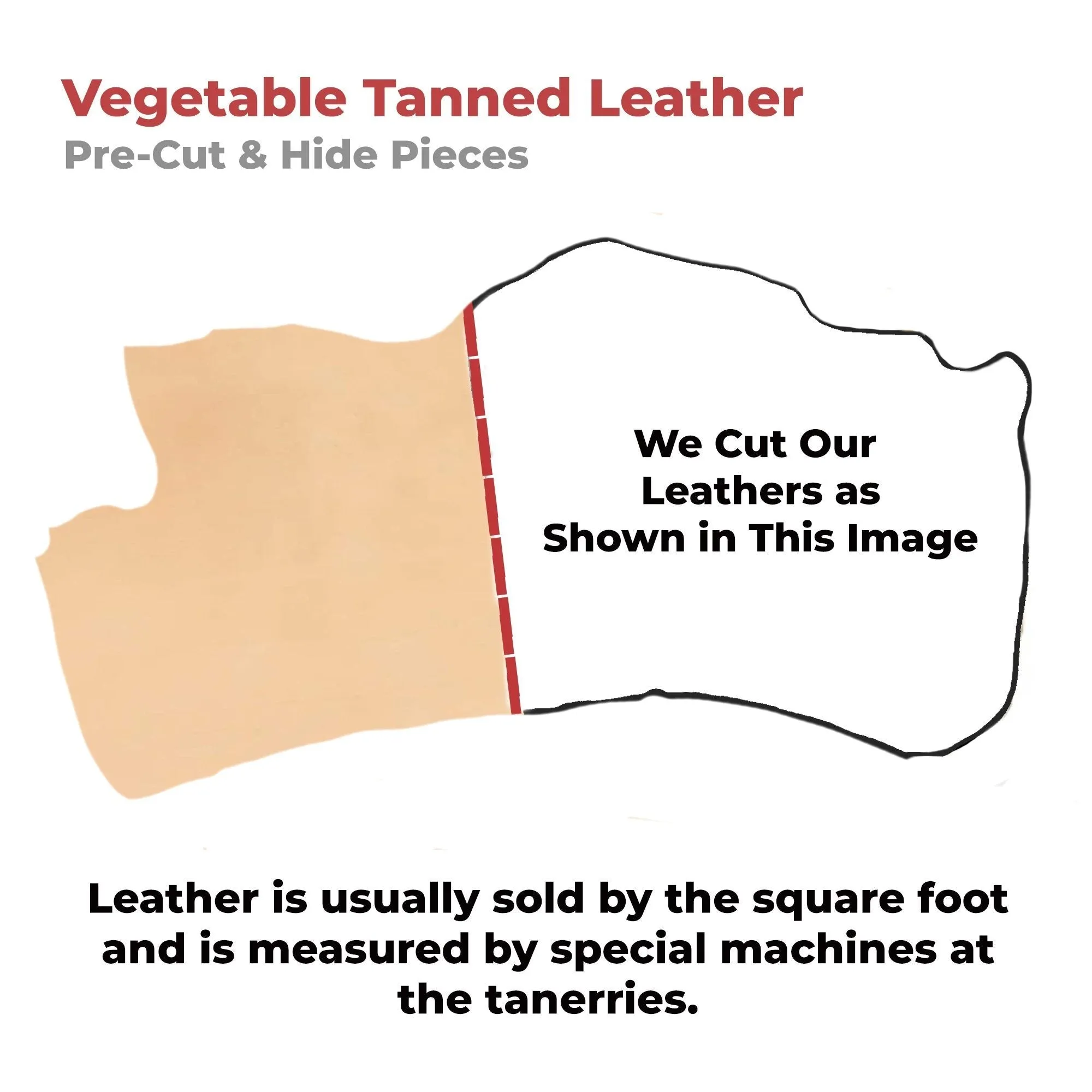 2-5 oz (1-2mm) Vegetable Tanned Leather Craftsmen Cut Tooling Leather Cowhide Full Grain Leather