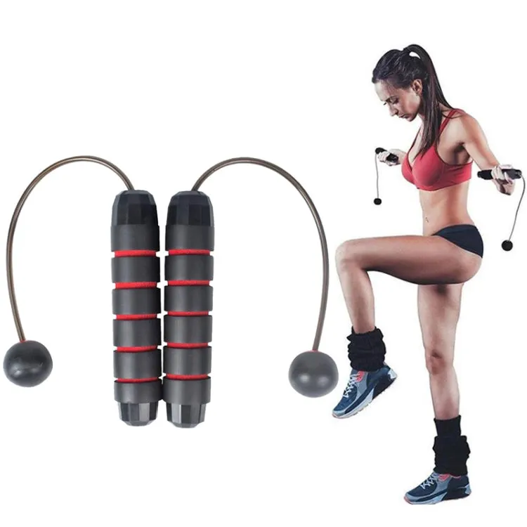 2 PCS Indoor Ropeless Skipping Fitness Exercise Weight Rope(Black Red)