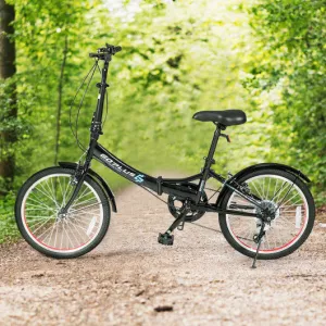 20 Inch Lightweight Adult Folding Bicycle Bike with 7-Speed Drivetrain Dual V-Brakes