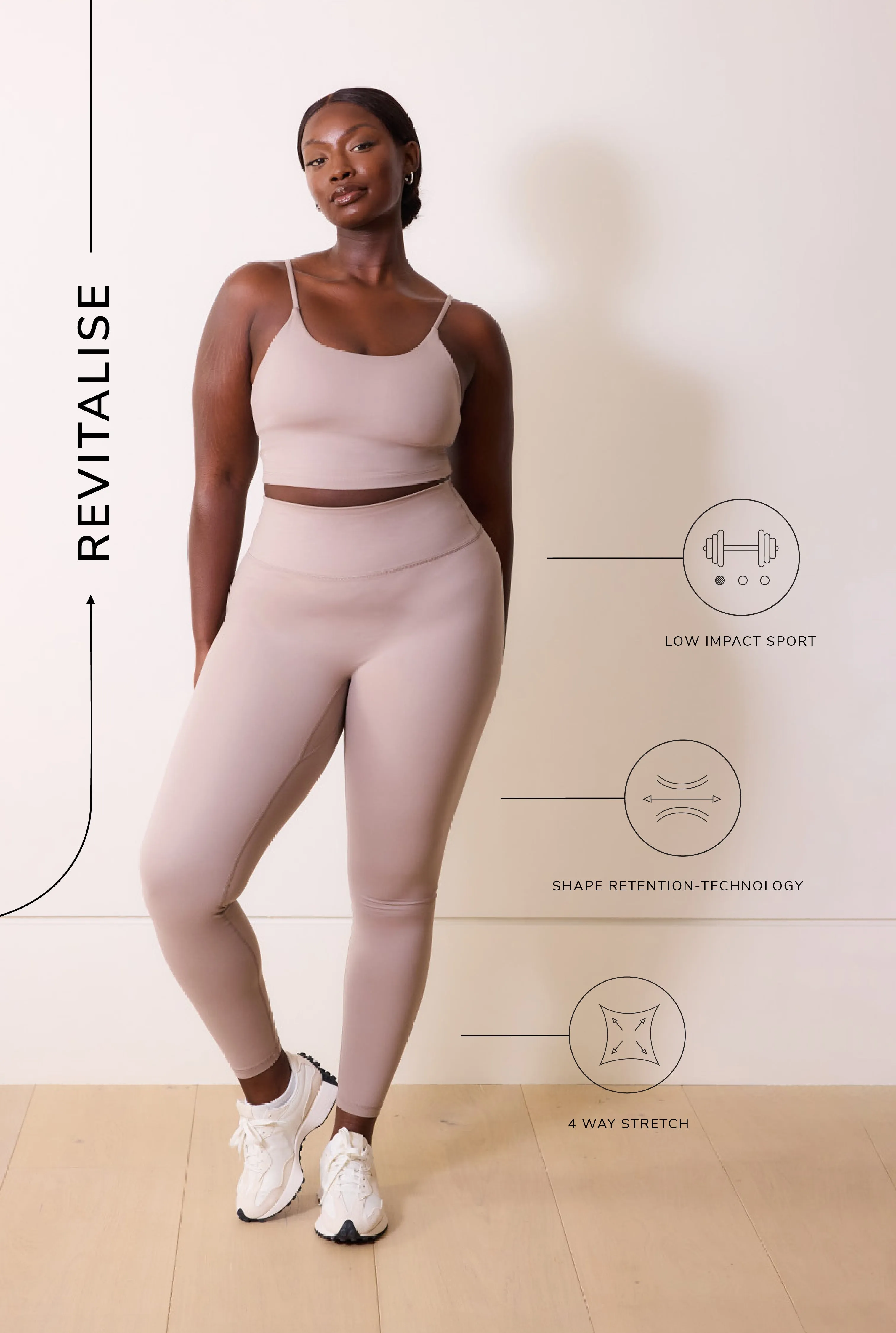 24/7 Revitalise 7/8 High Waisted Leggings - Clay