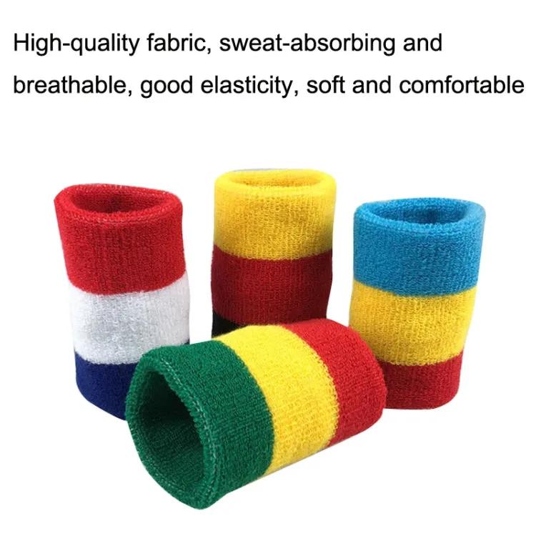 2PCS Basketball Badminton Tennis Running Fitness Towel Sweat-absorbent Sports Wrist(Blue Red White)