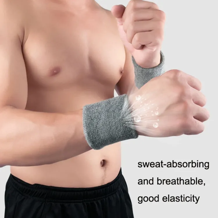 2PCS Basketball Badminton Tennis Running Fitness Towel Sweat-absorbing Sports Wrist(Deep Gray)