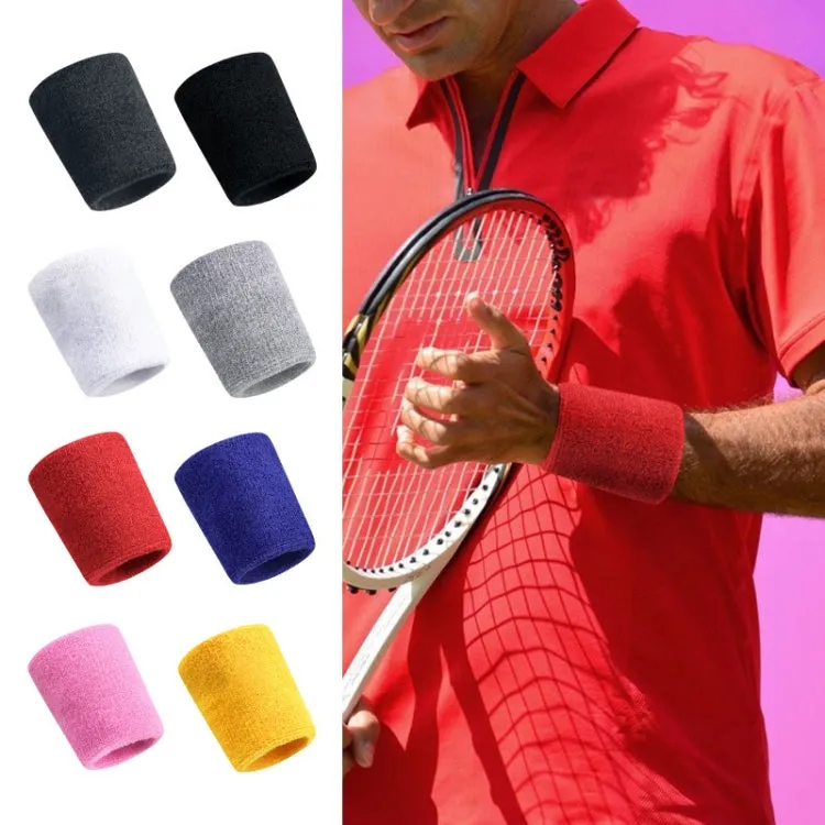 2PCS Basketball Badminton Tennis Running Fitness Towel Sweat-absorbing Sports Wrist(Silver Gray)