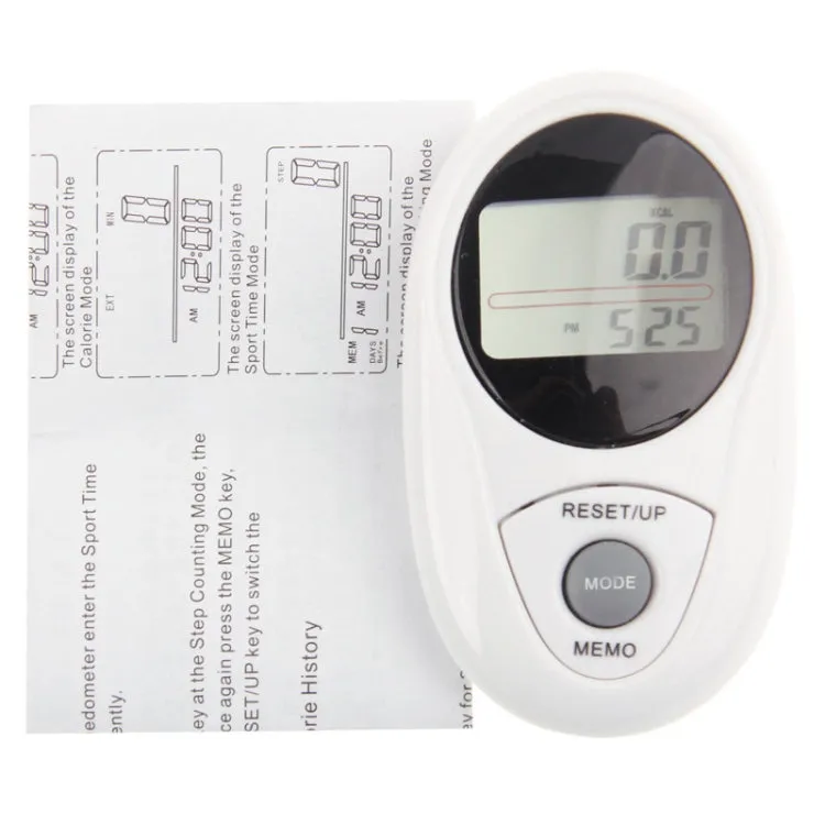 3D All Dimensional Waterproof Multifunction Digital Electronic Pedometer Step Counter(White)