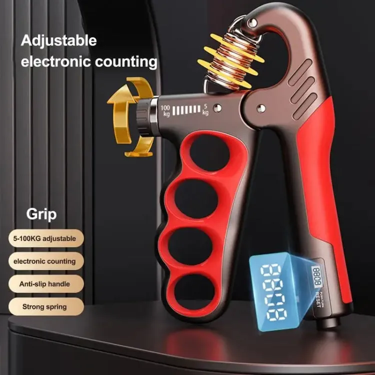 5-100kg Adjustable Hand Grip Strengthener Arm Muscle Exerciser, Spec:  Electronic Counter Orange