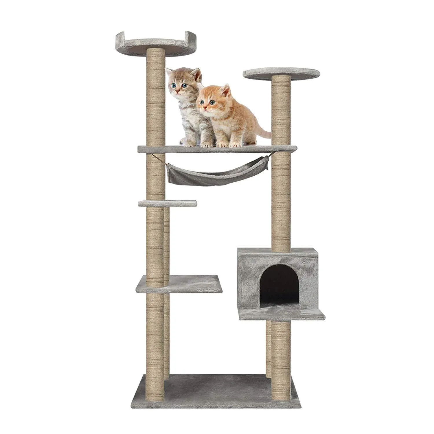 55.1" Multi-Scratcher Scratching Post Cat Tree – Grey