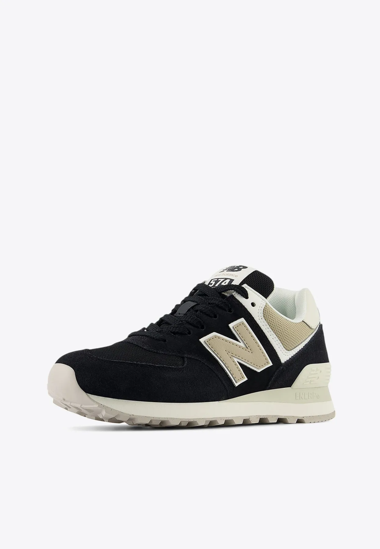 574 Low-Top Sneakers in Black with Stoneware and Turtledove