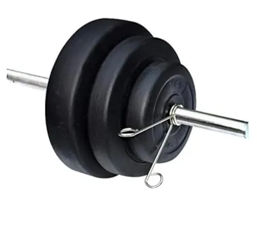 7 Feet Straight Barbell rod (27mm diameter) weight lifting equipment training heavy gym workout with two spring collar