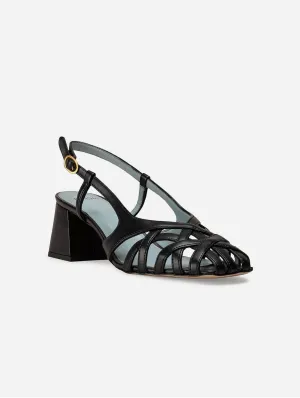 Alba Vegan Apple Leather Heeled Sandals | Black