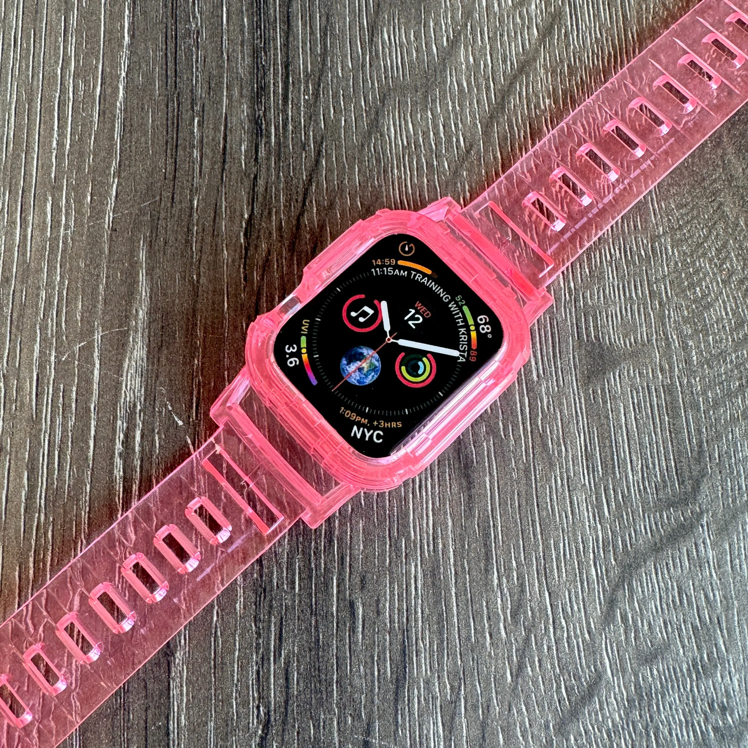 All In One Attached Bumper/Case Sport TPU Band For Apple Watch Multiple Colors Available