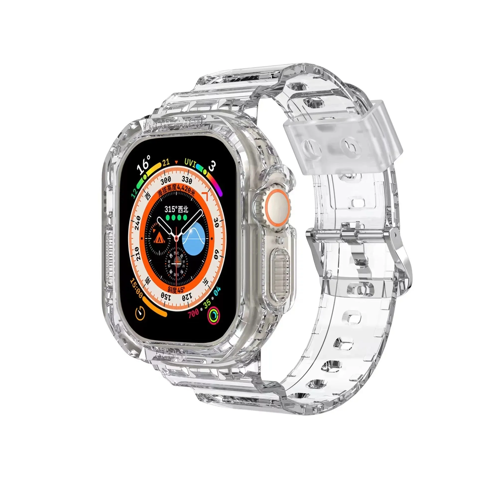 All In One Attached Bumper/Case Sport TPU Band For Apple Watch Multiple Colors Available