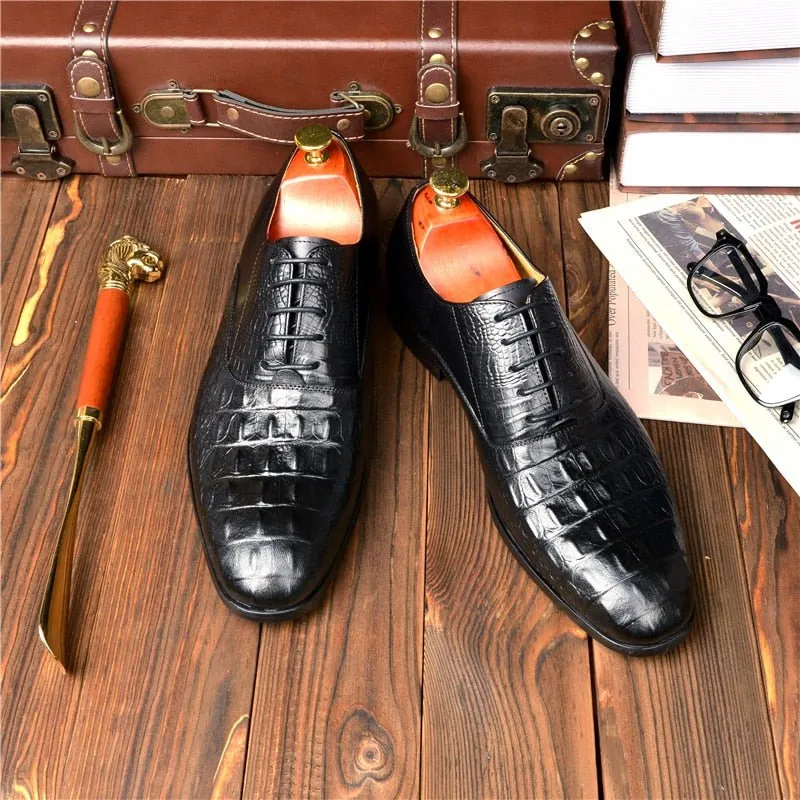 AlliLuxe Exotic Carved Leather Brogue Dress Shoes