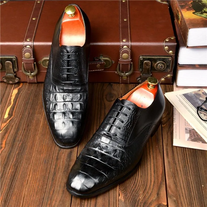 AlliLuxe Exotic Carved Leather Brogue Dress Shoes