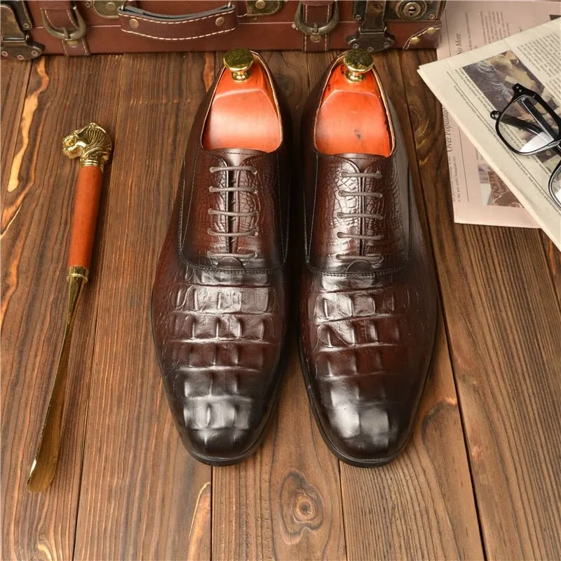 AlliLuxe Exotic Carved Leather Brogue Dress Shoes