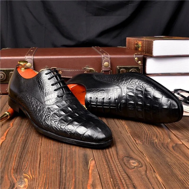 AlliLuxe Exotic Carved Leather Brogue Dress Shoes