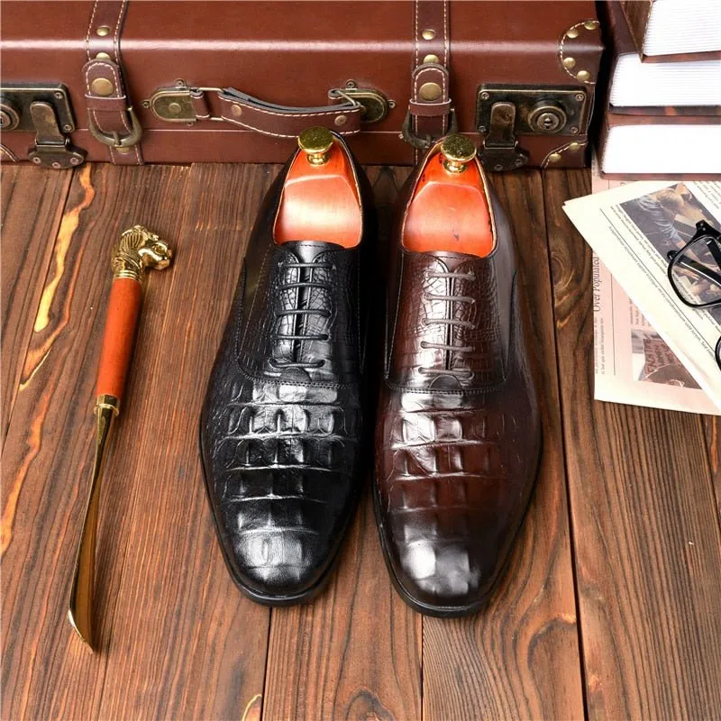 AlliLuxe Exotic Carved Leather Brogue Dress Shoes