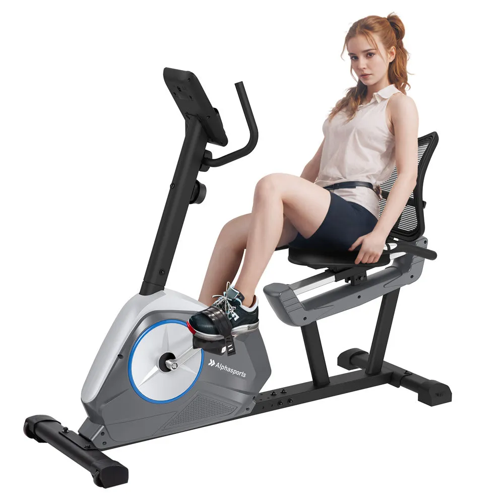 Alpha Camp Recumbent Exercise Bike with 16-level Magnetic Resistance and Comfortable Adjust Seat