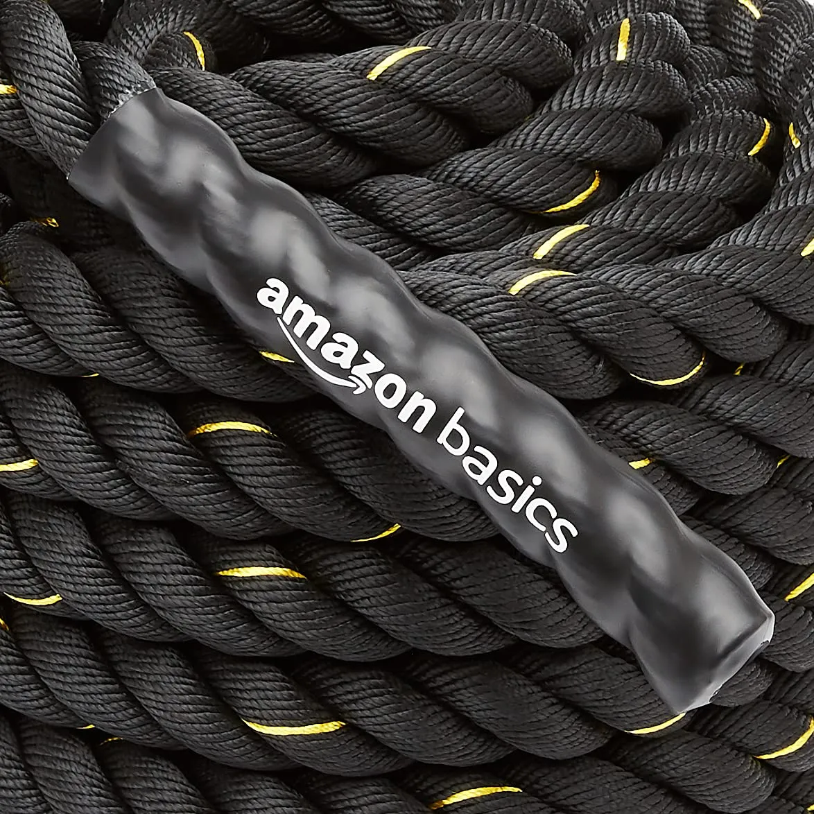 amazon basics, AmazonBasics 1.5in Exercise Rope for Strength Training, 30ft, Polyester, Black