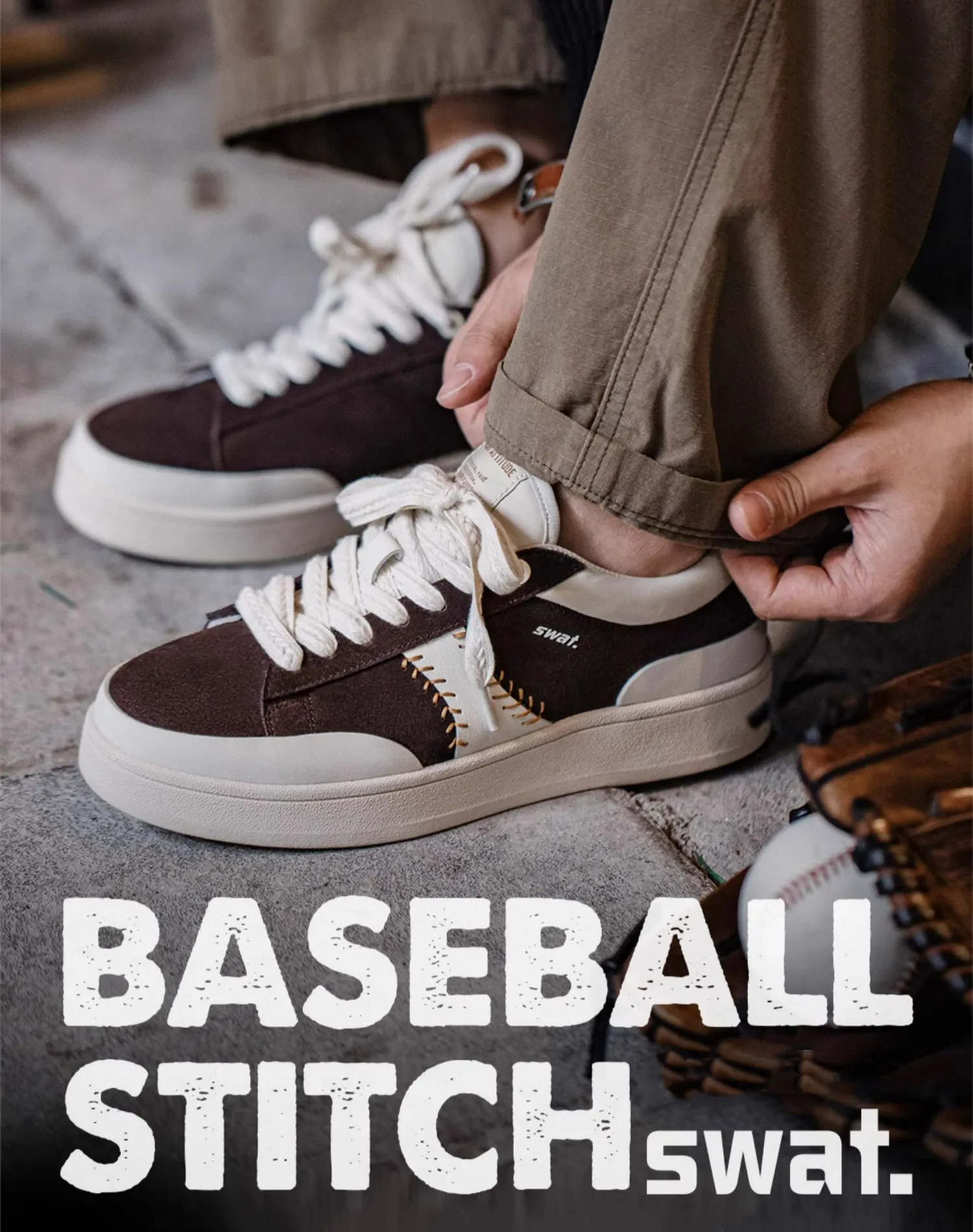 American Retro Baseball Flat Thick Bottom Heightening Men's Casual Shoes