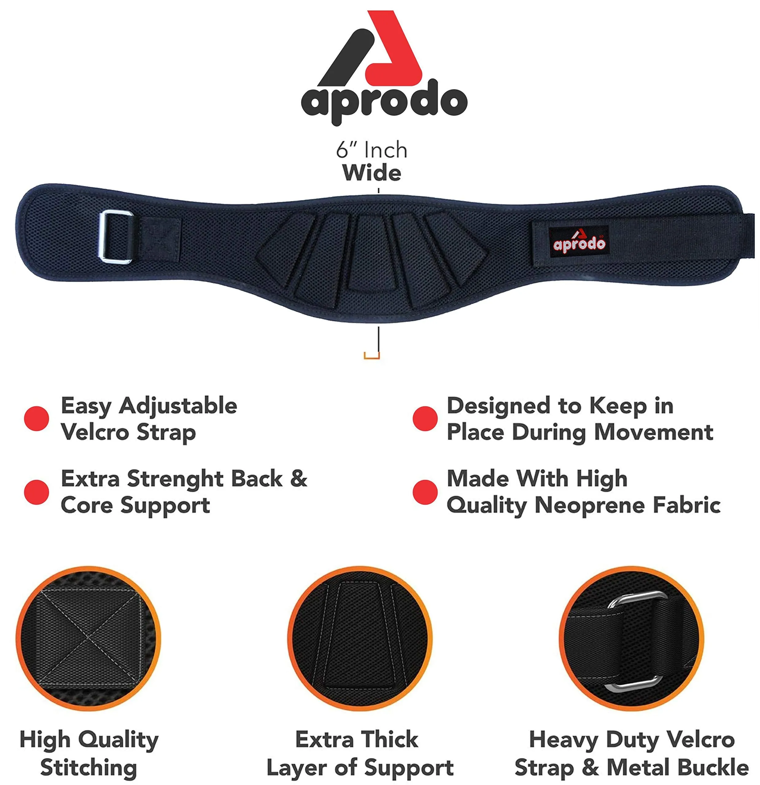 APRODO Power Guidance Nylon Weightlifting Belt (Free Size) Lumbar Waist Support Trainer Protector Belts for Weight Lifting Fitness Sport Gym for Men and Women