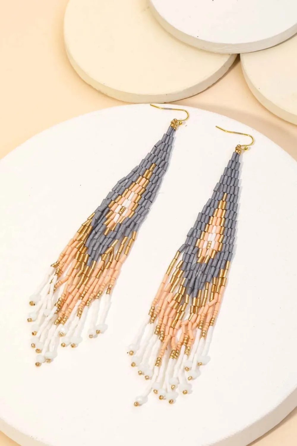 Beaded Fringe Drop Earrings