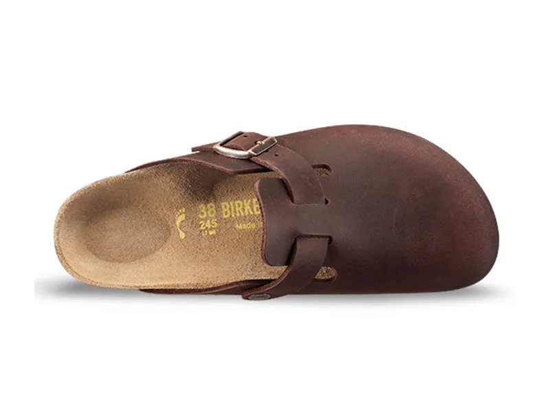 Birkenstock Boston Oiled Leather/Suede Sandal (Unisex) Habana 0860131