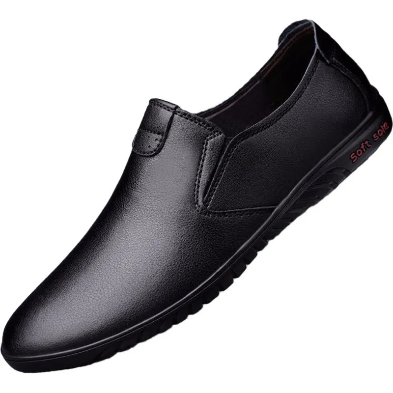 Black Casual Leather Shoes Men Korean Style