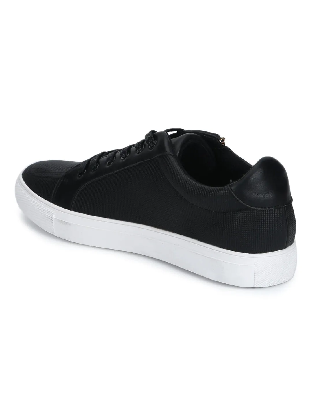 Black PU Lace-Up Men Sneakers