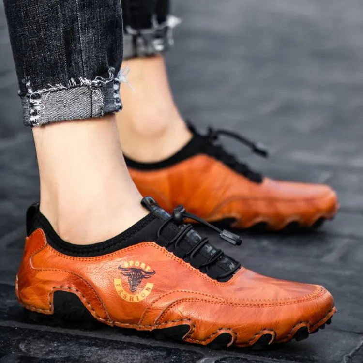 Breathable Cowhide Casual Lazy Shoes for Men - Spring & Summer Octopus Design