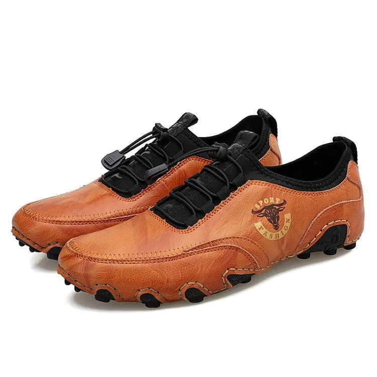 Breathable Cowhide Casual Lazy Shoes for Men - Spring & Summer Octopus Design