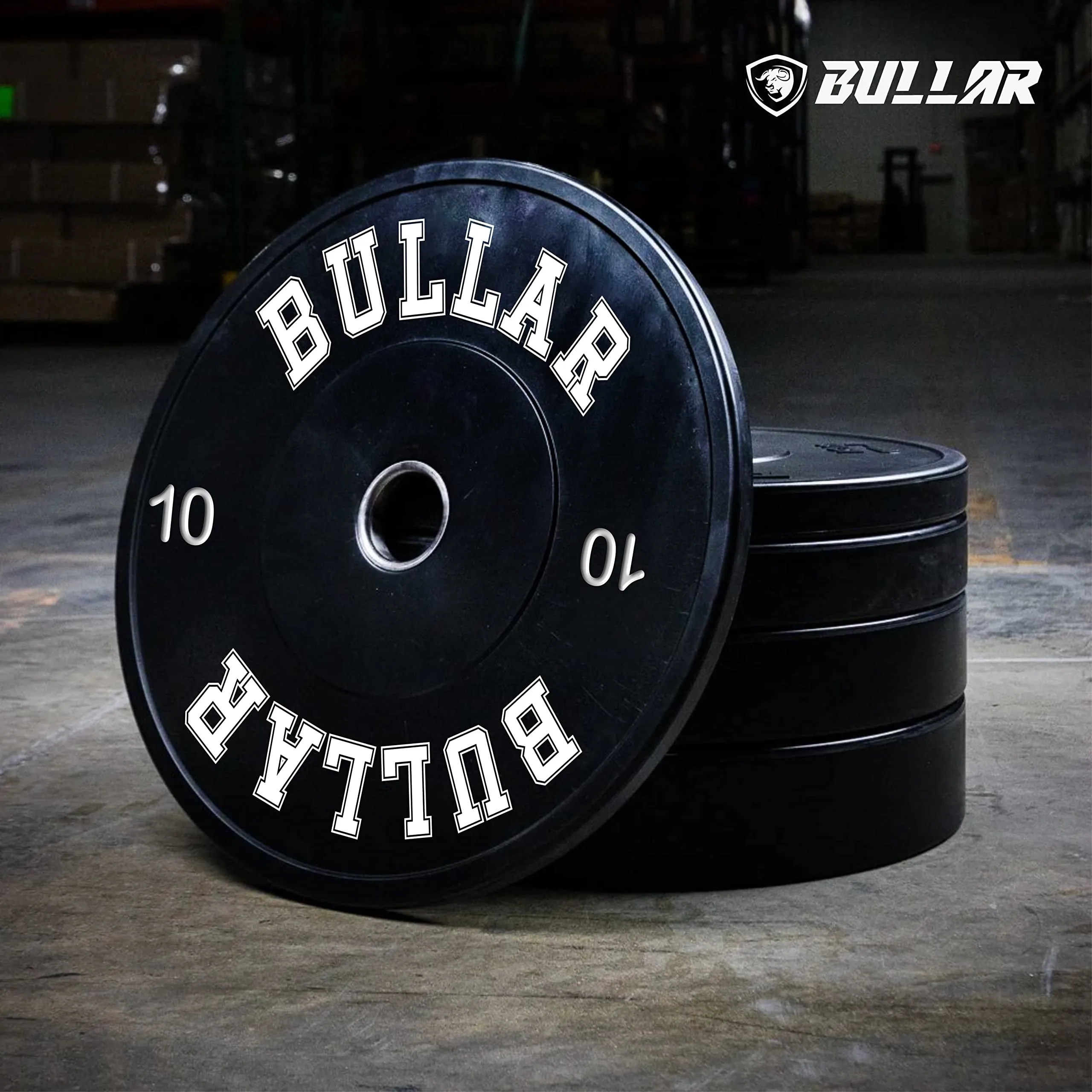 BULLAR Olympic Black Bumper Plates,Rubber Coated spare weight plates 51 mm (10 KG SET (5KGX2))