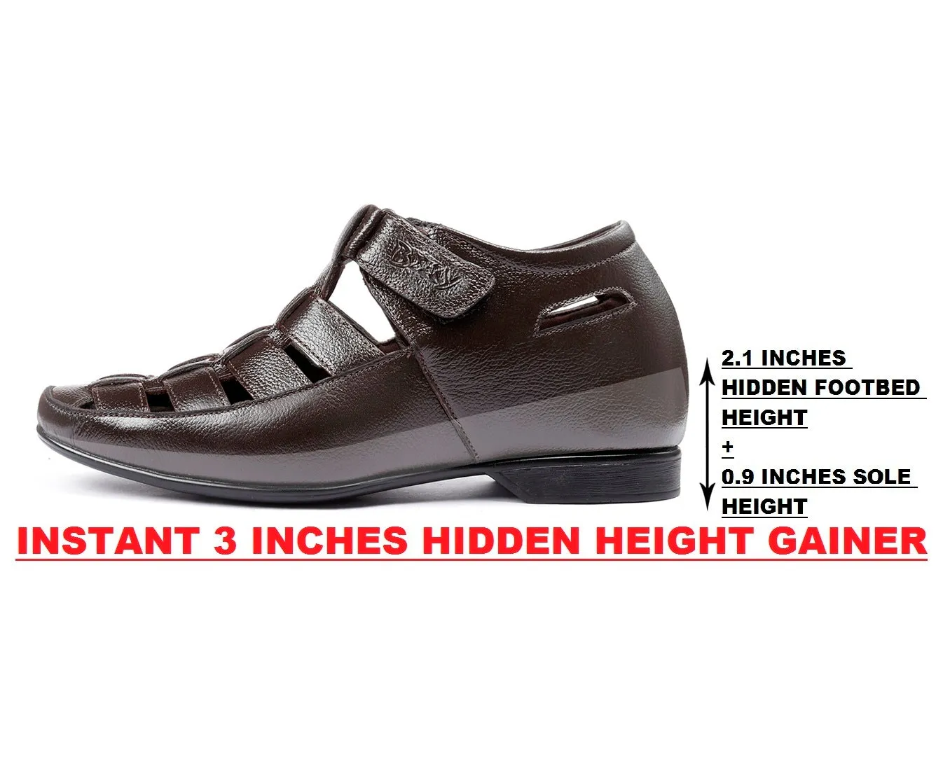 BXXY 3 Inch Hidden Height Increasing Casual Roman Sandals For Men