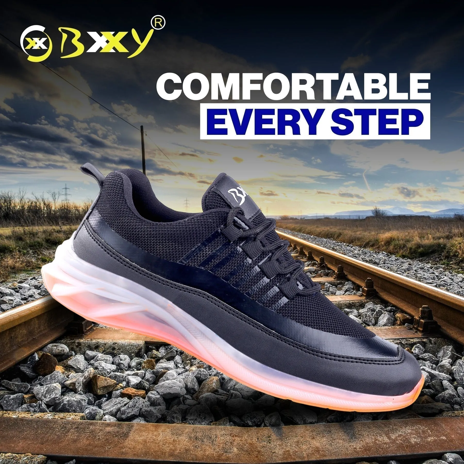 Bxxy's Multi Color Sports Shoes For Men On Transparent Sole