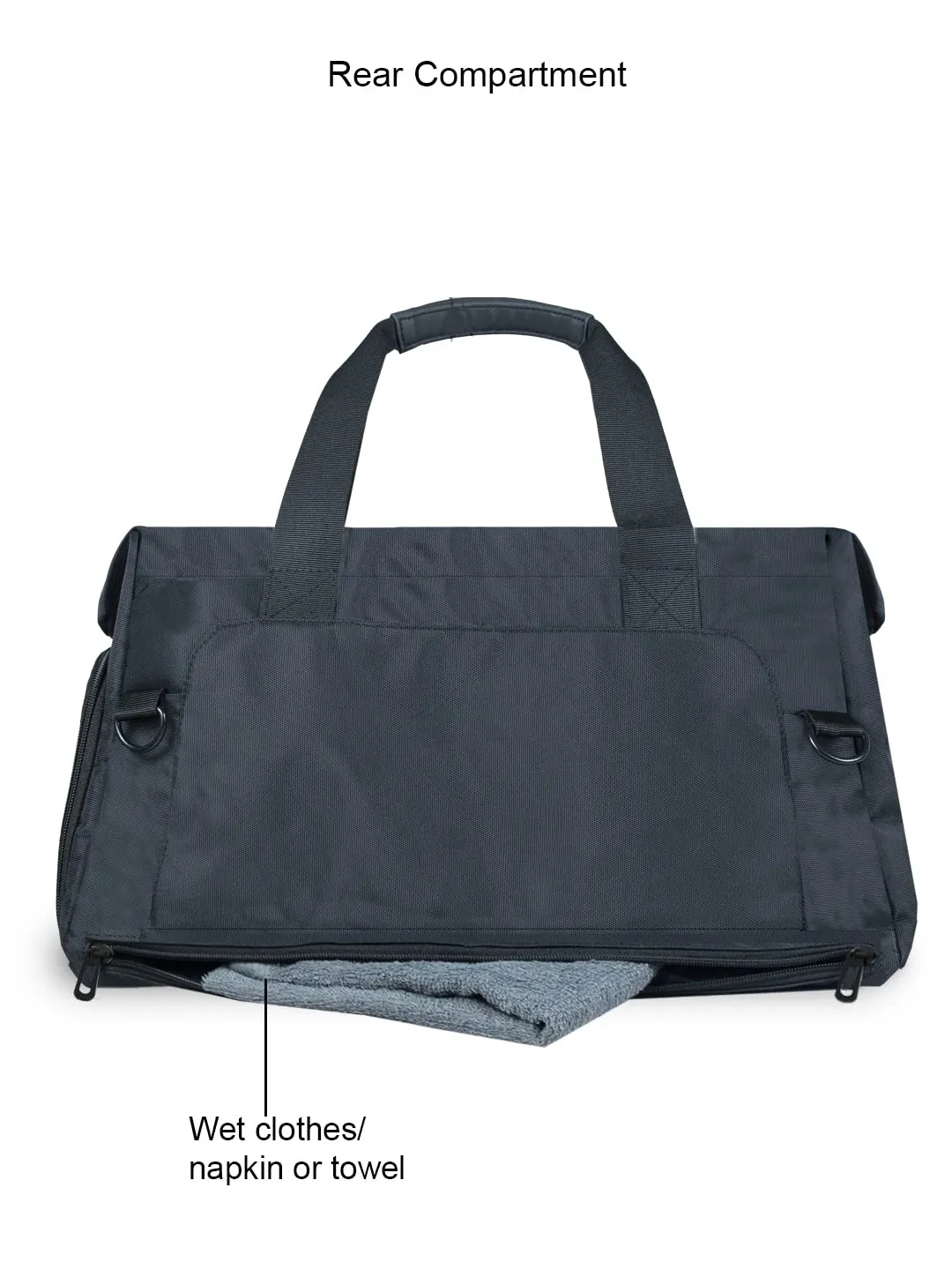 Carriall Gym Duffle Bag 23 litres (Black) | Durable Polyester Fabric & Premium Vegan Leather Detailing |for Gym, Outdoor Workouts & Travel | Duffle Gym Bag for Men & Women