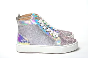 Christian Louboutin Ab/Silver Super Lou Strass Fla Sneakers