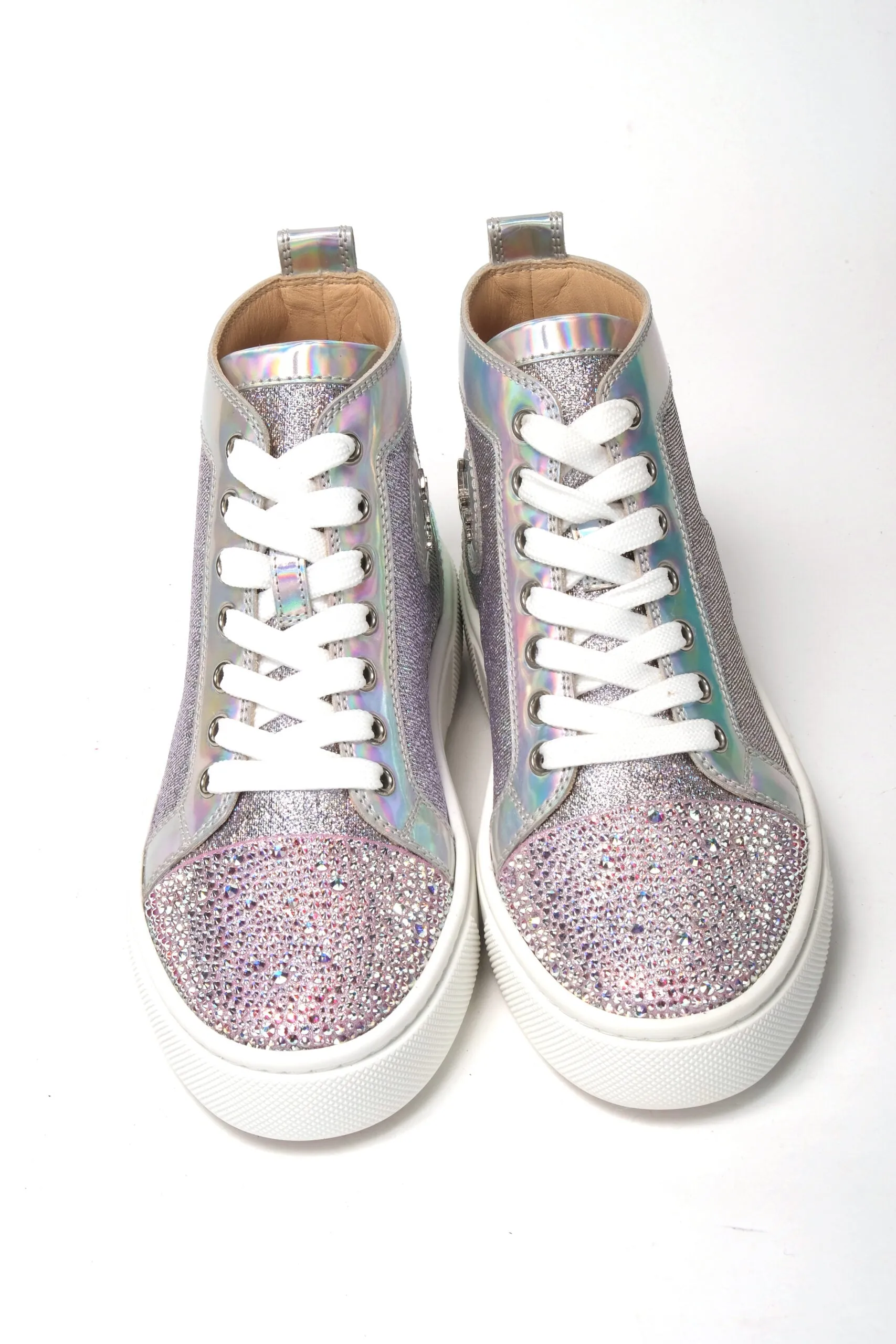 Christian Louboutin Ab/Silver Super Lou Strass Fla Sneakers