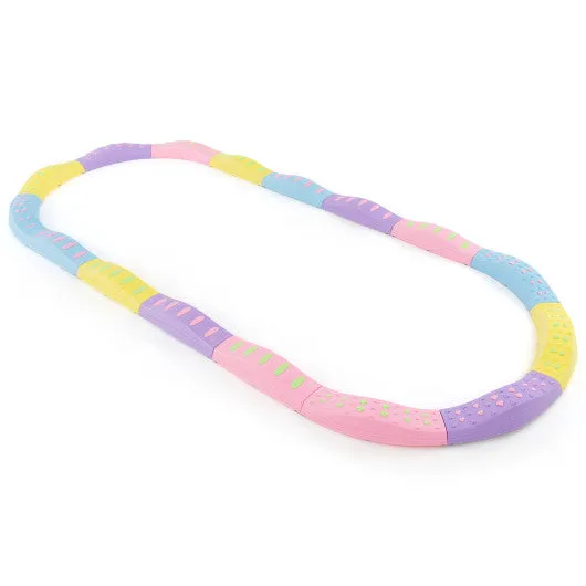 Colorful Kids Wavy Balance Beam with Textured Surface and Non-slip Foot Pads-Pink & Purple