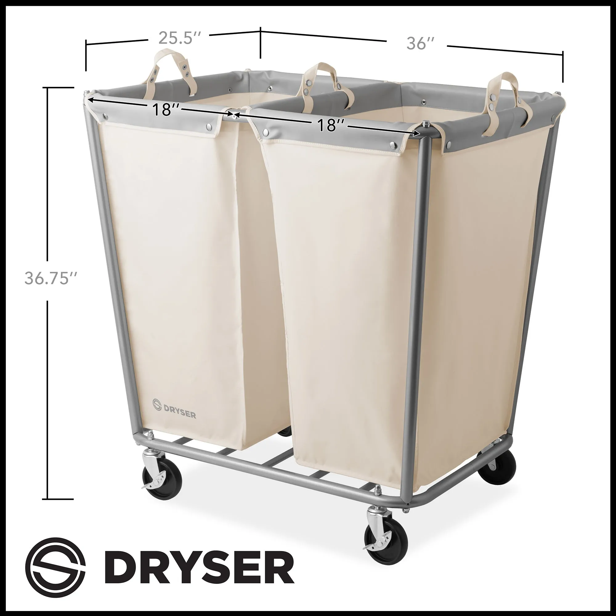 Commercial Rolling Canvas Bin Laundry Hamper on Wheels