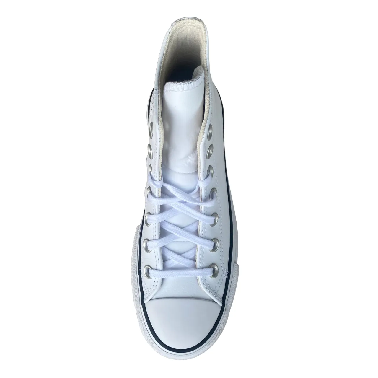 Converse scarpa sneakers alta in pelle con zeppa Chuck Taylor All Star 561676C bianco-nero