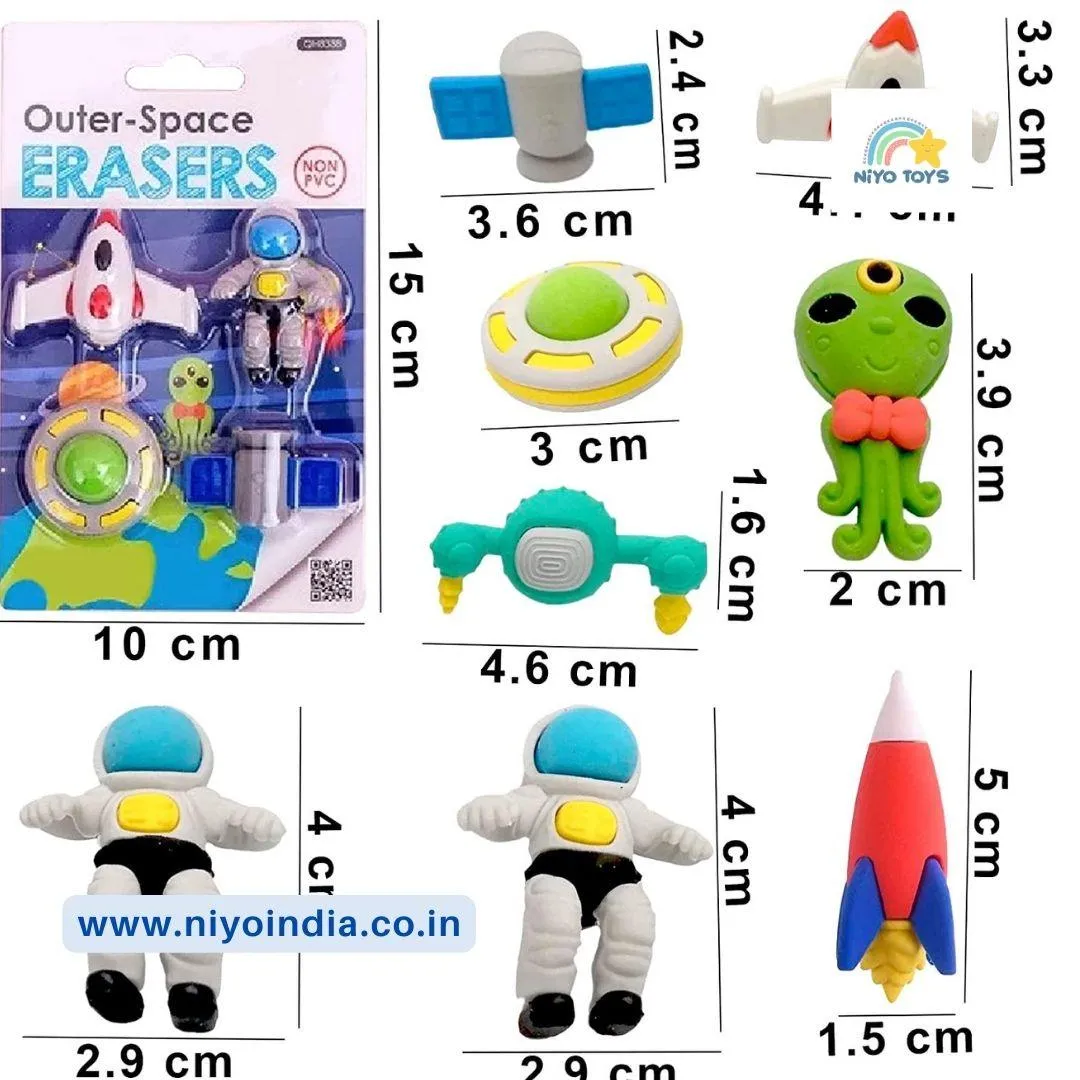 Cute And Trendy Outer Space Pencil Erasers For Kids