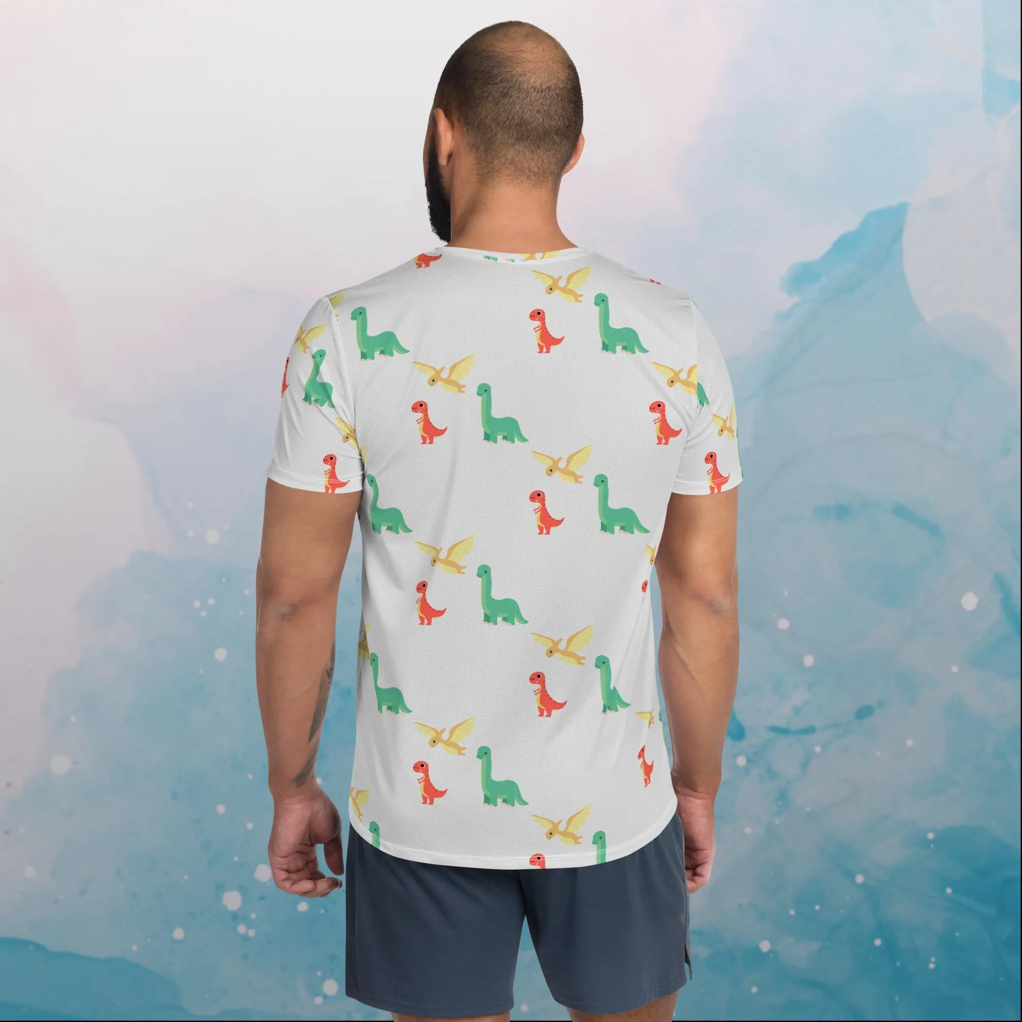 Cute Dinos Print Mens Athletic Tee Shirt