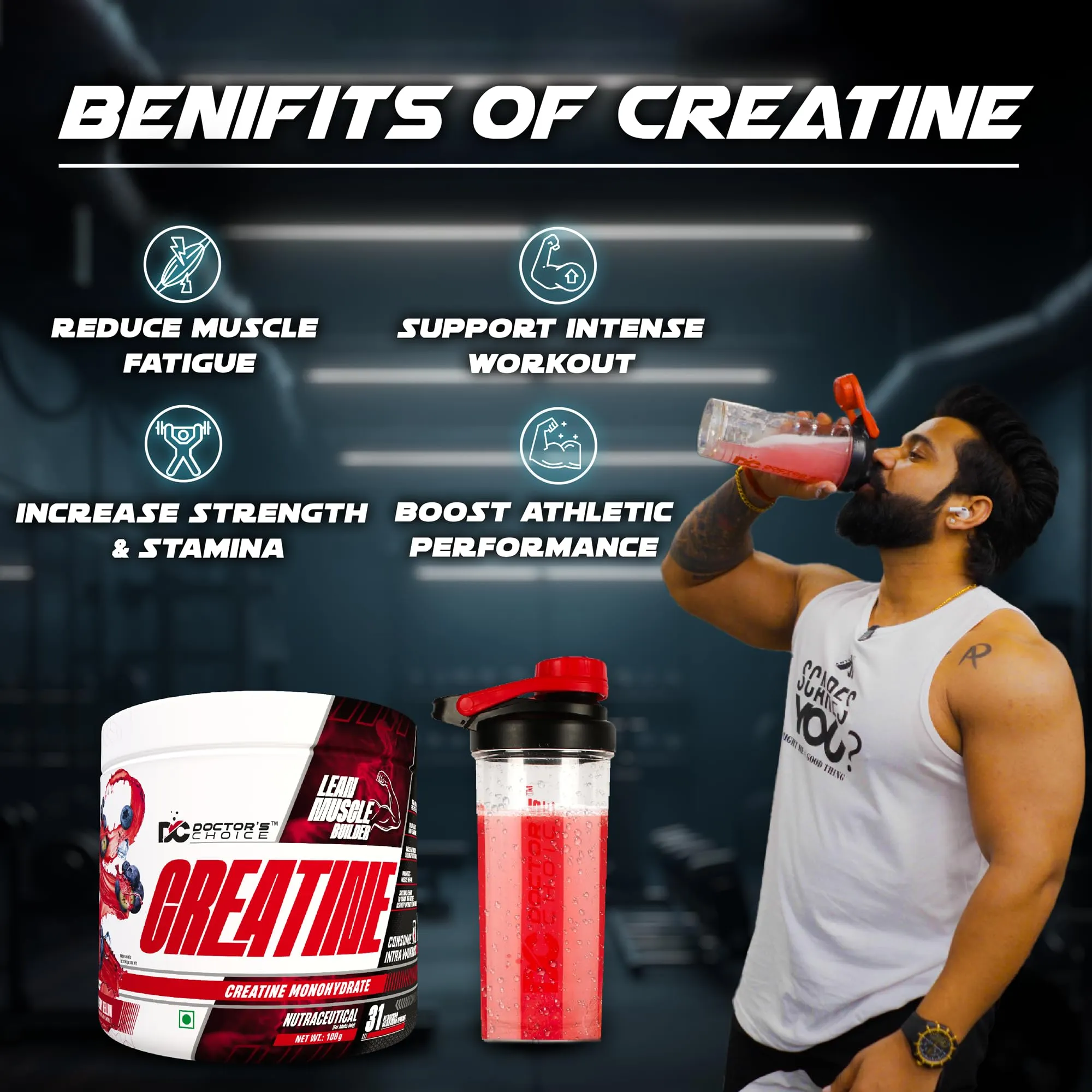 DC DOCTORS CHOICE Creatine Monohydrate 33 Serving 100 gms (Blueberry Bellini)